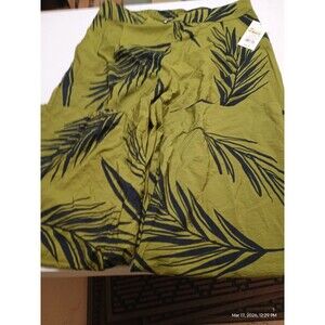 Women's High-Rise Wide Leg Pants - A New Day Green/Black Print L